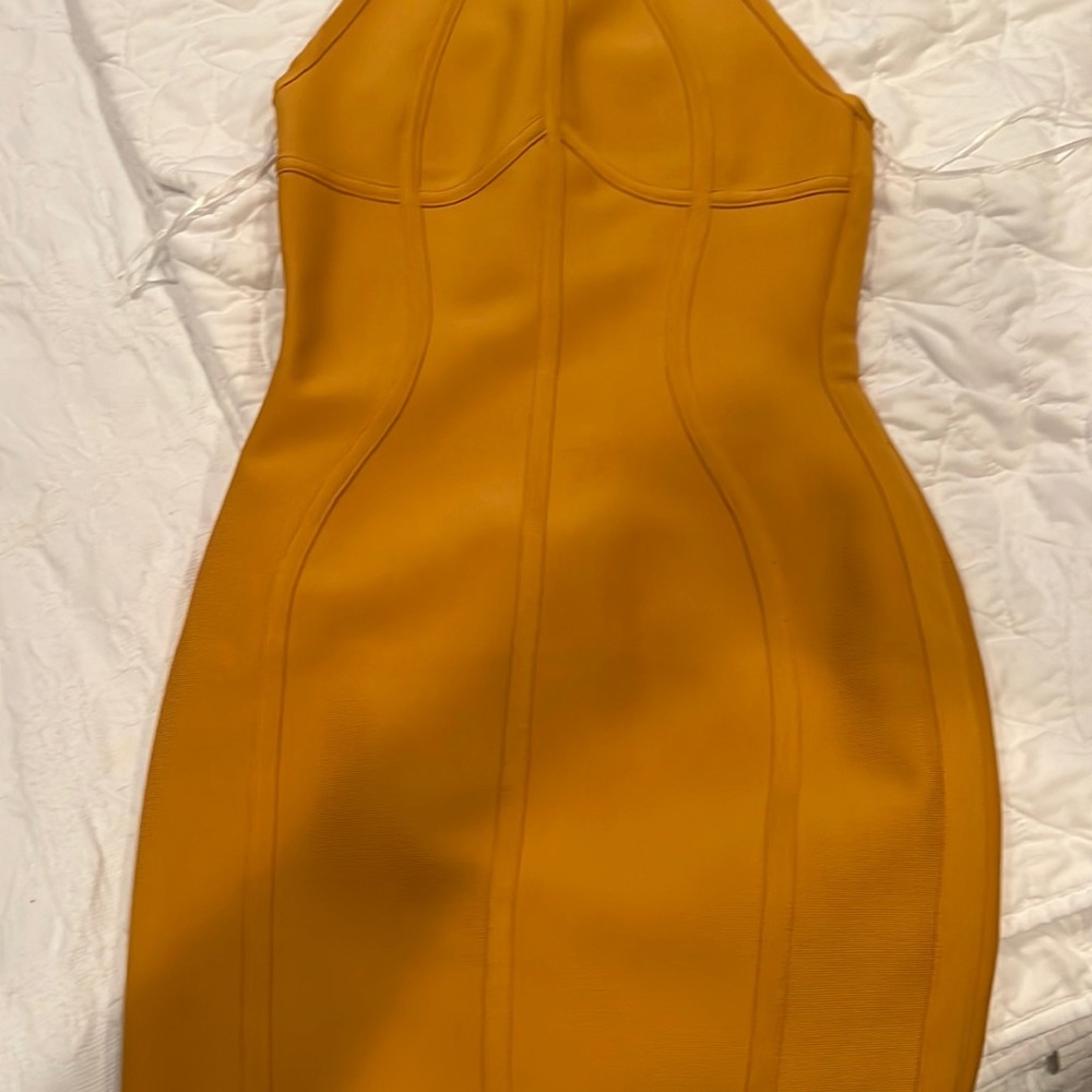 Bodycon mustard colored dress